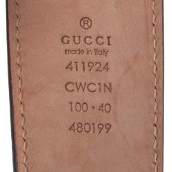 Pre Owned Gucci Black Guccissima Leather Interlocking GG Buckle Belt 100CM