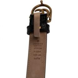 Pre Owned حزام غوتشي مزين جي جي بإطار جلد أسود 100 سم