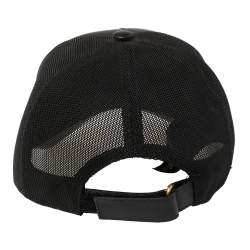 مملوكة مسبقًا كاب بيسبول غوتشي مزين شعار الماركة نايلون و جلد أسود مقاس كبير (لارج)