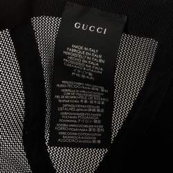 مملوكة مسبقًا كاب بيسبول غوتشي مزين شعار الماركة نايلون و جلد أسود مقاس كبير (لارج)