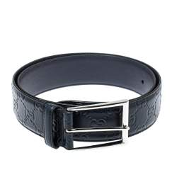 GUCCI GG Plus Monogram Belt 90 36 Navy Blue 39546