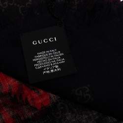Gucci Grey Eagle Web Printed Wool Scarf
