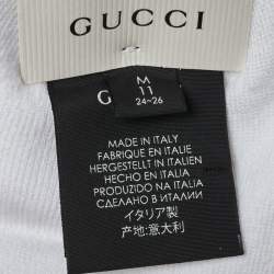 Pre Owned Gucci White Wolf Patch Detail Striped Cotton Socks Size M
