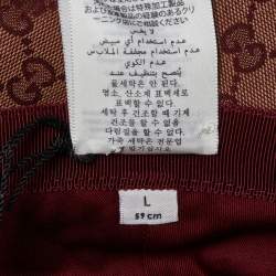 Pre Owned Gucci Burgundy Monogram Canvas Leather Trim Bucket Hat L