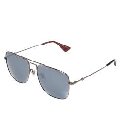 Pre Owned Gucci Gunmetal/Grey GG0108S Aviator Sunglasses