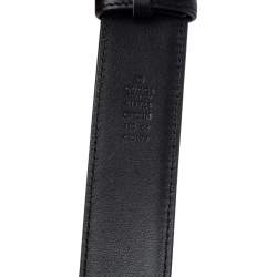 مملوكة مسبقًا Gucci Black Guccissima Leather Interlocking G Buckle Belt 110CM