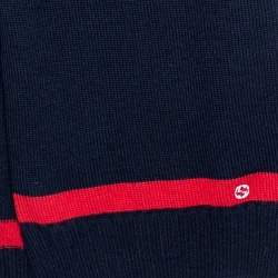Gucci Navy Blue Web Stripe Newporte Wool Muffler 