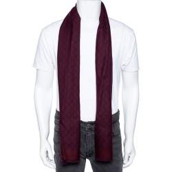 Gucci Two Tone Logo Jacquard Wool Scarf