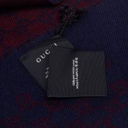 Gucci Two Tone Logo Jacquard Wool Scarf