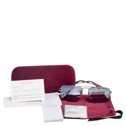 Pre Owned Gucci Web GG0108S Aviator Mirrored Sunglasses