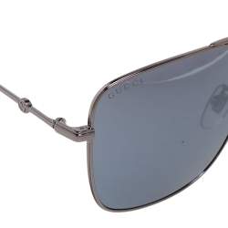 Pre Owned Gucci Web GG0108S Aviator Mirrored Sunglasses