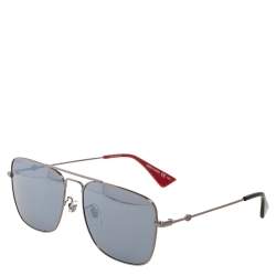 Pre Owned Gucci Web GG0108S Aviator Mirrored Sunglasses