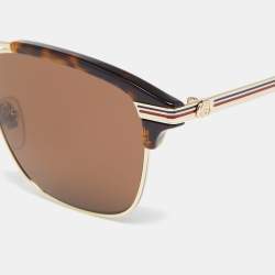 Pre Owned Gucci Brown Havana / Brown GG0241S Square Sunglasses