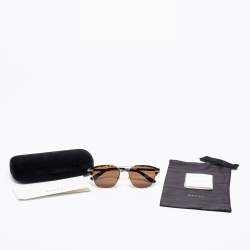 Pre Owned Gucci Black/Turquoise Brown GG0241S Aviator Sunglasses