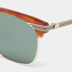 Pre Owned نظارة شمسية غوتشي جي جي 0287أس أفياتور هافانا بني متدرجة 