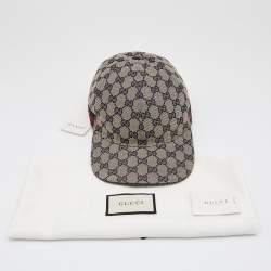 Pre Owned Gucci Blue Guccissima Patterned Web Trimmed Baseball Cap XL