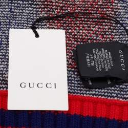 Pre Owned Gucci Red Bengal Tiger Jacquard Knit Wool Scarf 