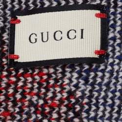 Pre Owned Gucci Red Bengal Tiger Jacquard Knit Wool Scarf 