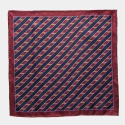 Gucci Burgundy Printed Silk Pocket Square