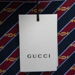 Gucci Burgundy Printed Silk Pocket Square