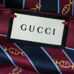 Gucci Burgundy Printed Silk Pocket Square