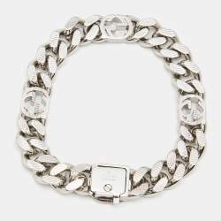 Gucci Interlocking G Silver Tone Bracelet