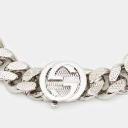 Gucci Interlocking G Silver Tone Bracelet