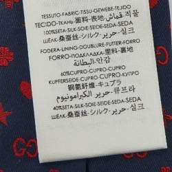 Gucci Navy Blue Fortune Silk Slim Tie