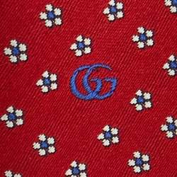 Pre Owned Gucci Red Tiger Flory Silk Slim Tie