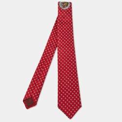 Pre Owned Gucci Red Tiger Flory Silk Slim Tie