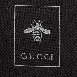 مملوكة مسبقًا Gucci Black Bee Embroidered Silk Slim Tie