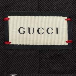 مملوكة مسبقًا Gucci Black Bee Embroidered Silk Slim Tie