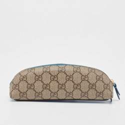 Pre Owned Gucci x Disney Beige/Blue GG Supreme And Leather Pencil Case