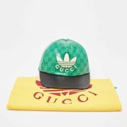 Gucci X Adidas Green GG Supreme Coated Canvas Baseball Cap S