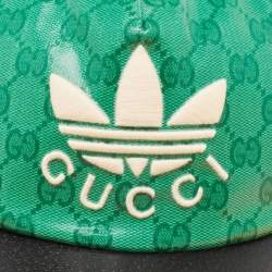 Gucci X Adidas Green GG Supreme Coated Canvas Baseball Cap S