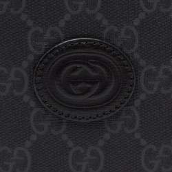 مملوكة مسبقًا Gucci Black GG Supreme Canvas Interlocking G Passport Holder