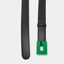 Gucci Black/Green Leather G Square Buckle Belt 100CM