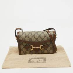 Gucci Beige/Brown GG Supreme Canvas Mini Horsebit 1955 Crossbody Bag