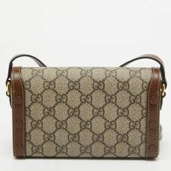 Gucci Beige/Brown GG Supreme Canvas Mini Horsebit 1955 Crossbody Bag