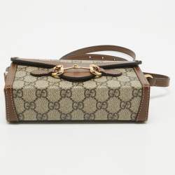 Gucci Beige/Brown GG Supreme Canvas Mini Horsebit 1955 Crossbody Bag
