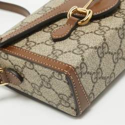 Gucci Beige/Brown GG Supreme Canvas Mini Horsebit 1955 Crossbody Bag