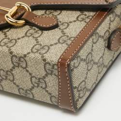 Gucci Beige/Brown GG Supreme Canvas Mini Horsebit 1955 Crossbody Bag