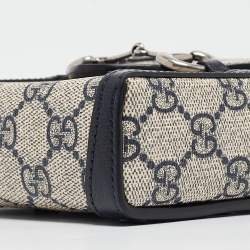 Gucci Beige/Navy Blue GG Supreme Canvas and Leather Mini Horsebit 1955 Crossbody Bag