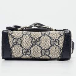 Gucci Beige/Navy Blue GG Supreme Canvas and Leather Mini Horsebit 1955 Crossbody Bag