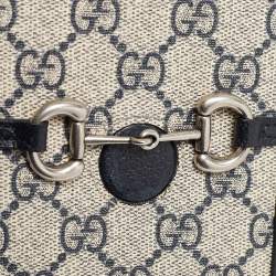 Gucci Beige/Navy Blue GG Supreme Canvas and Leather Mini Horsebit 1955 Crossbody Bag