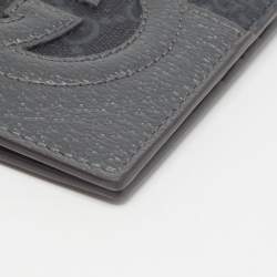 Pre Owned Gucci Grey GG Supreme Canvas and Leather Cut-Out Interlocking G Bifold Wallet