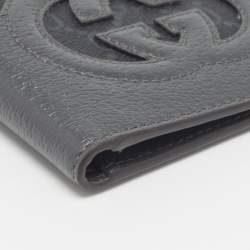 Pre Owned Gucci Grey GG Supreme Canvas and Leather Cut-Out Interlocking G Bifold Wallet
