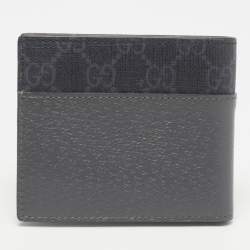 Pre Owned Gucci Grey GG Supreme Canvas and Leather Cut-Out Interlocking G Bifold Wallet