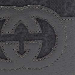 Pre Owned Gucci Grey GG Supreme Canvas and Leather Cut-Out Interlocking G Bifold Wallet