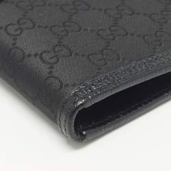 Pre Owned Gucci Black GG Canvas and Leather Bifold Wallet